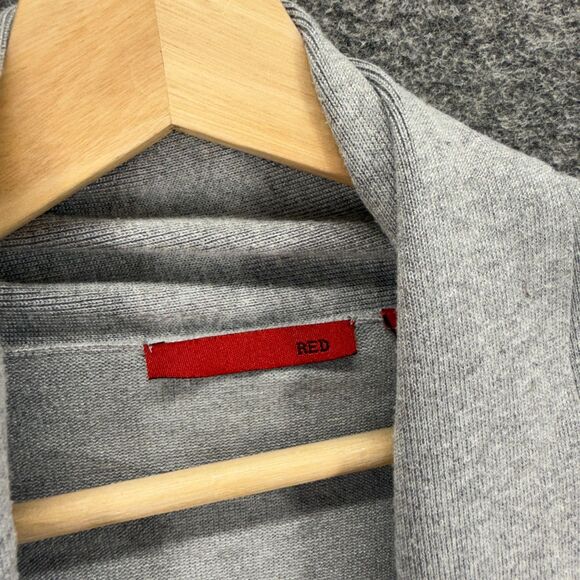 Red Cardigan Women 3X Plus Gray Open Front Long Sleeve Rayon Casual Solid - Picture 3 of 9